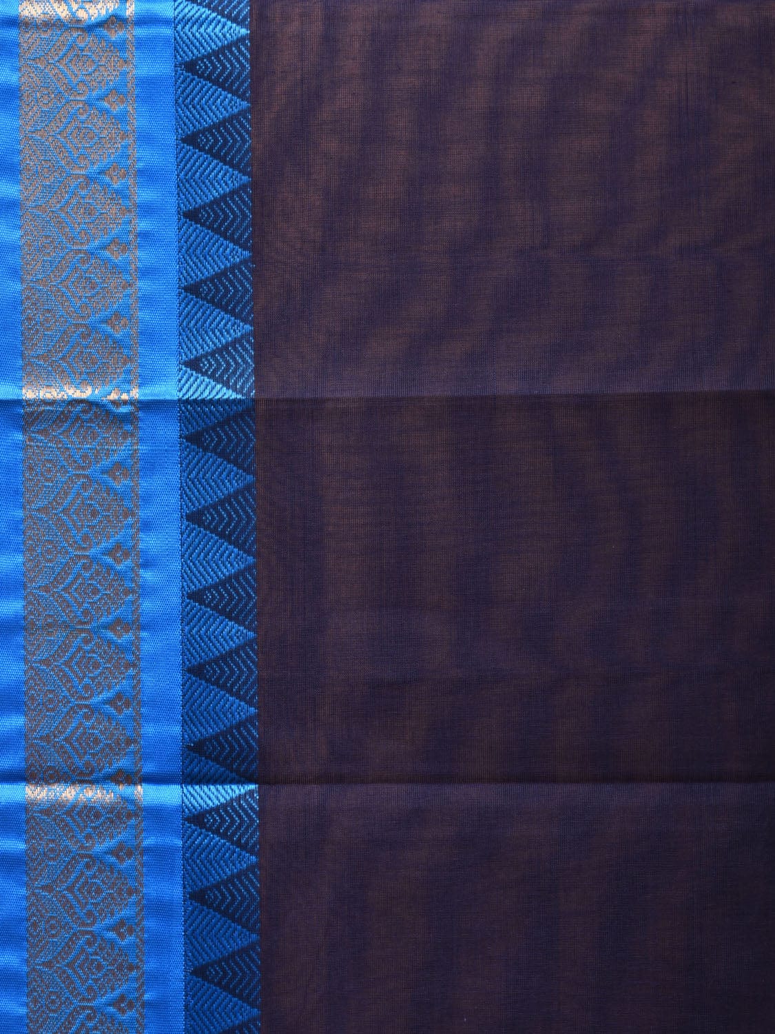 Black and Blue Gadwal Cotton Plain Saree with Small Border Design No Blouse g0345