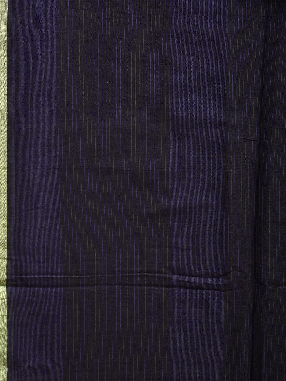 Black and Green Organic Cotton Saree with Strips Design o0569