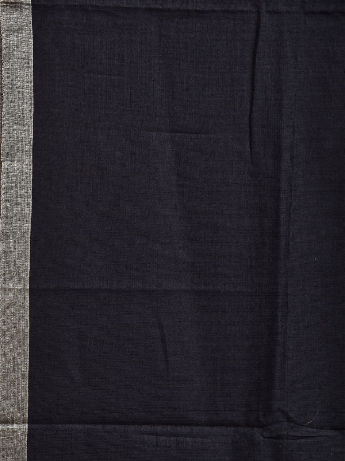 Black and Grey Cotton Plain Saree with Small Border and Contrast Pallu Design o0673