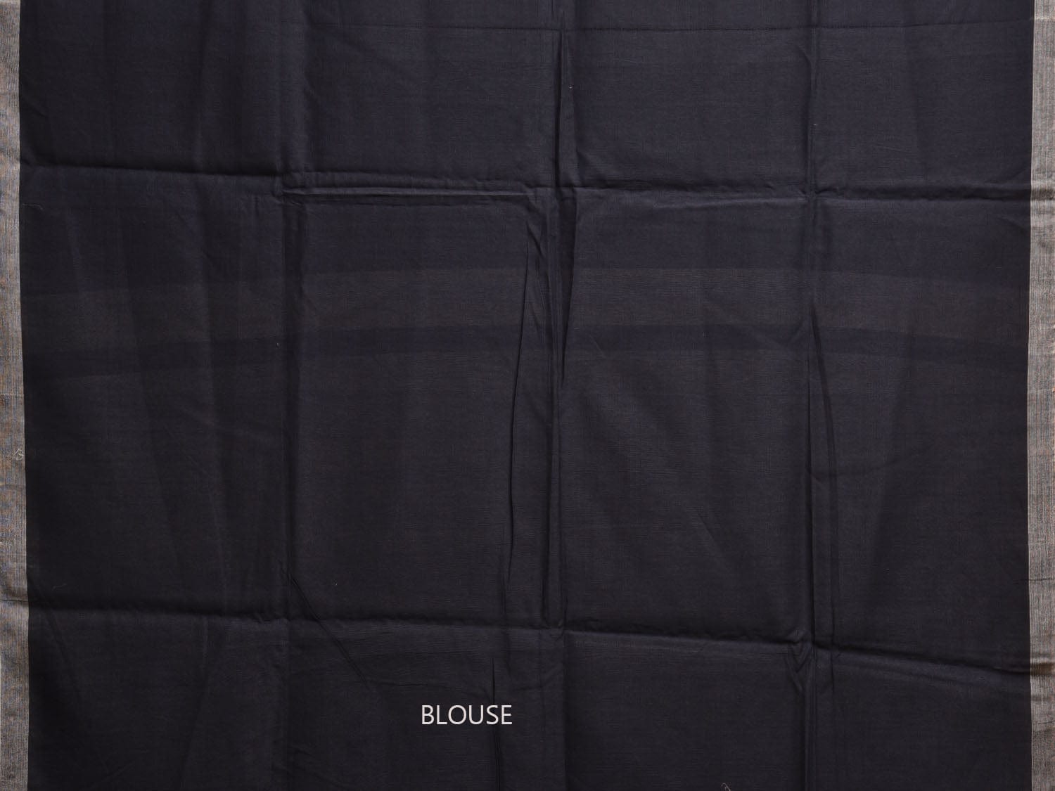 Black and Grey Cotton Plain Saree with Small Border and Contrast Pallu Design o0673