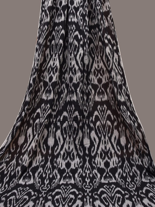 Black and Grey Ikat Cotton Handloom 2.5mts Fabric with Uzbekistan Pattern Design f0257