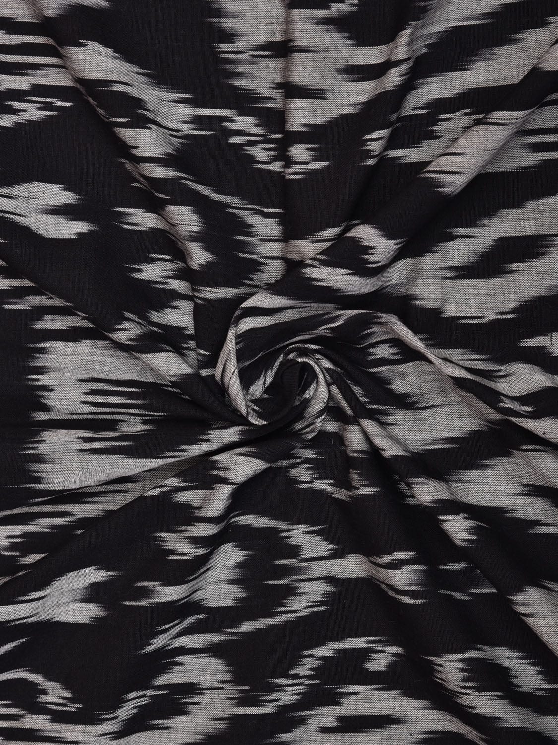 Black and Grey Ikat Cotton Handloom 2.5mts Fabric with Uzbekistan Pattern Design f0257