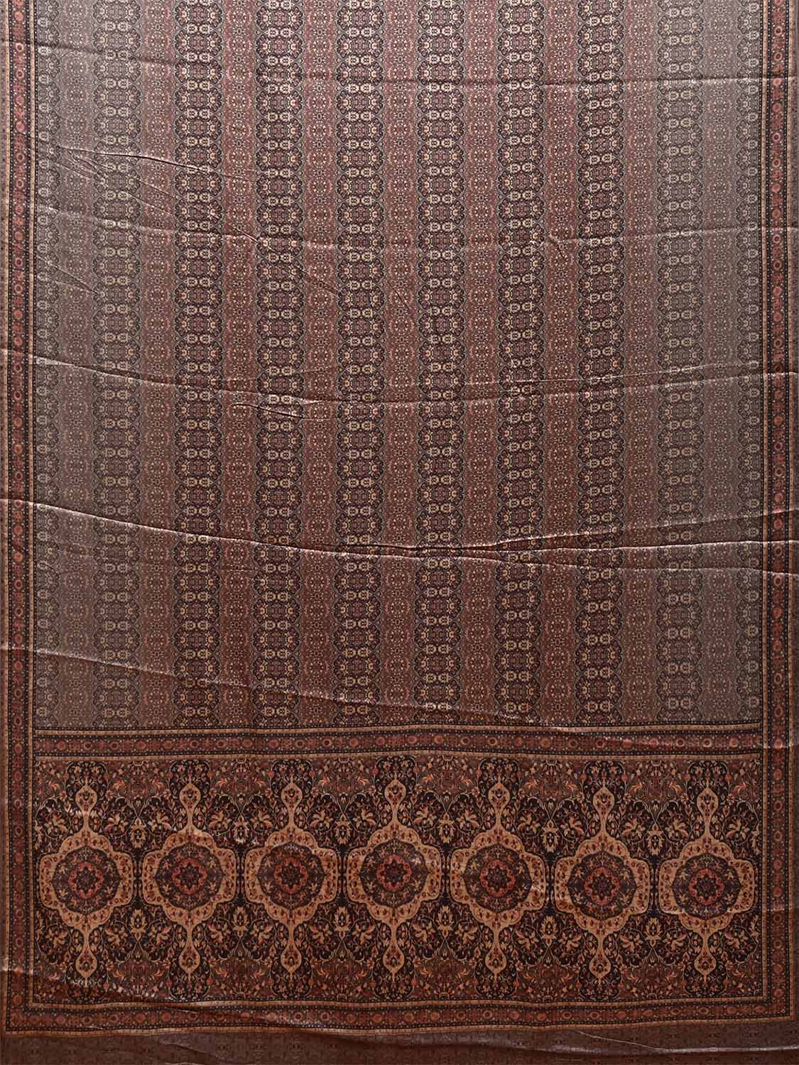 Black and Grey Pashmina Print Viscose Twill Saree with All Over Design o0562