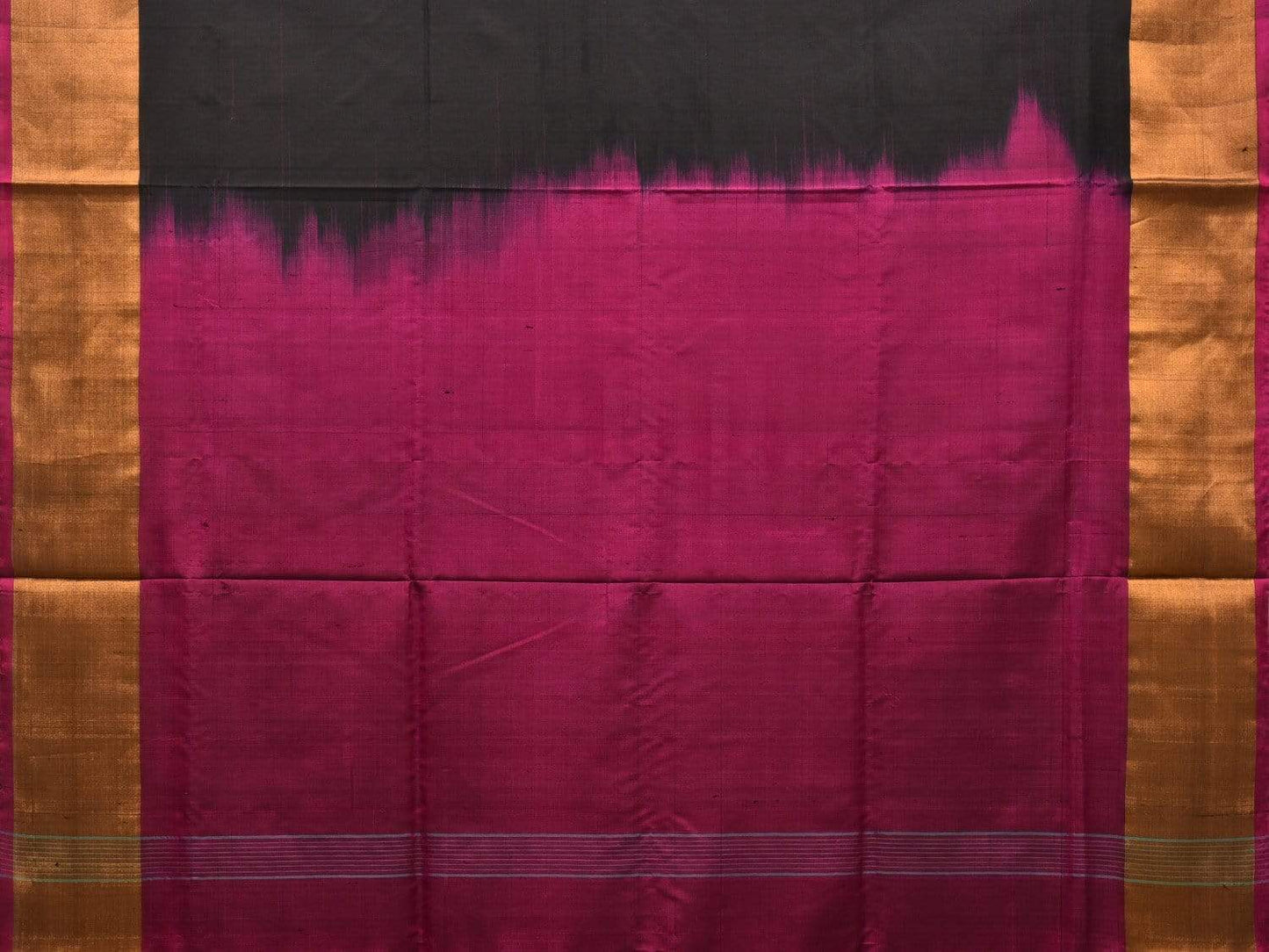 Black and Magenta Uppada Silk Handloom Plain Saree with Contrast Pallu Design u1753