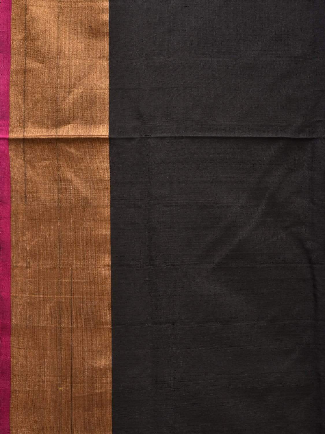 Black and Magenta Uppada Silk Handloom Plain Saree with Contrast Pallu Design u1753