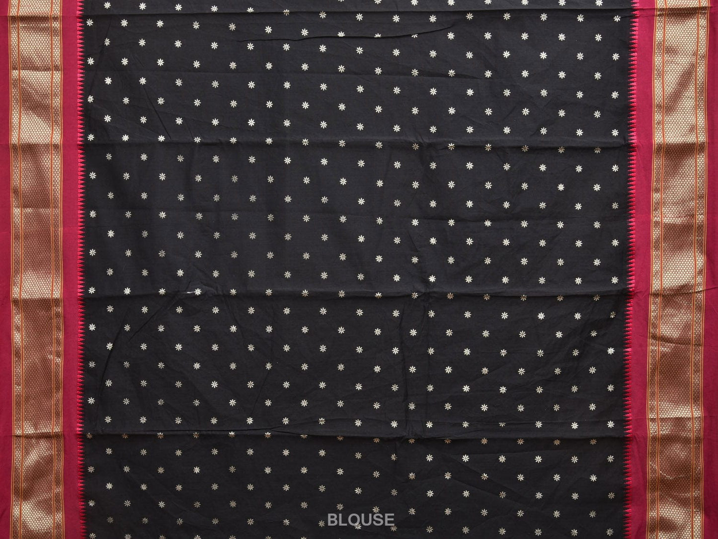 Black and Maroon Bamboo Cotton Saree with Small Body Buta Design bc0272