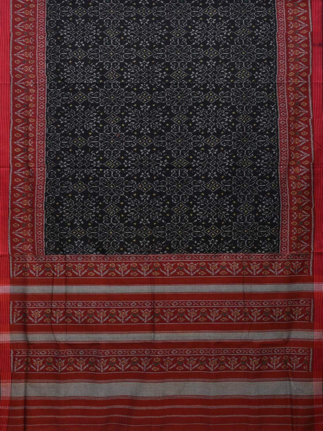 Black and Maroon Pochampally Ikat Cotton Handloom Saree with Border Design i0626