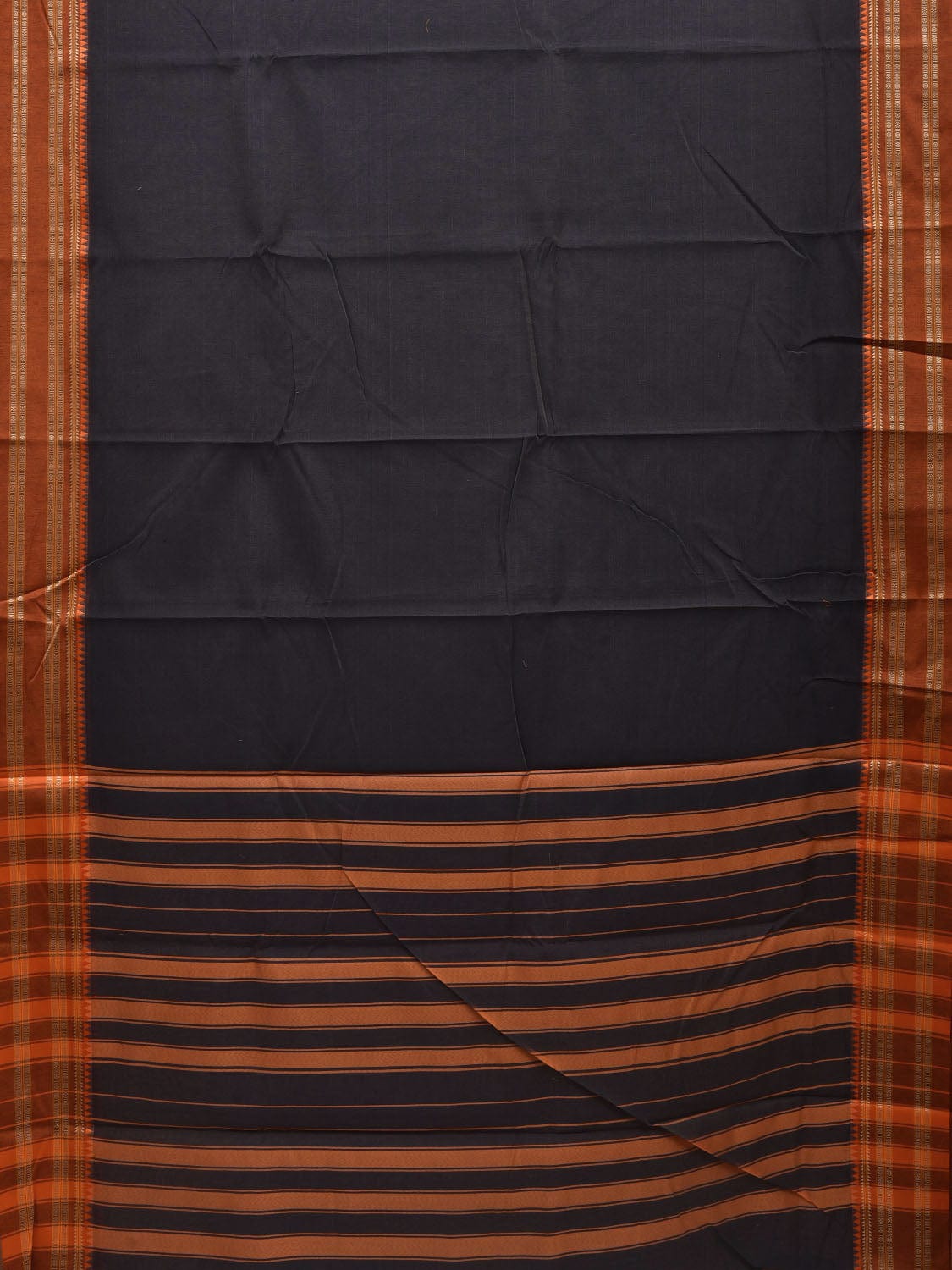 Black and Mustard Bamboo Cotton Plain Saree with Border Design bc0074