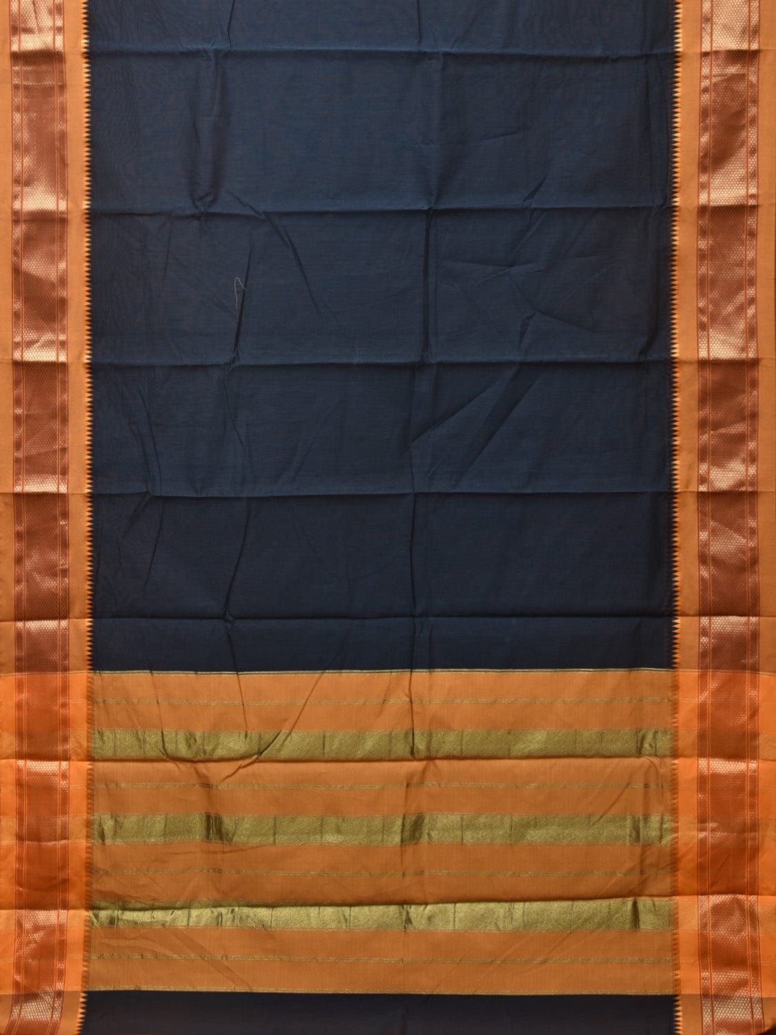 Black and Mustard Bamboo Cotton Plain Saree with Paithani Border Design No Blouse bc0224
