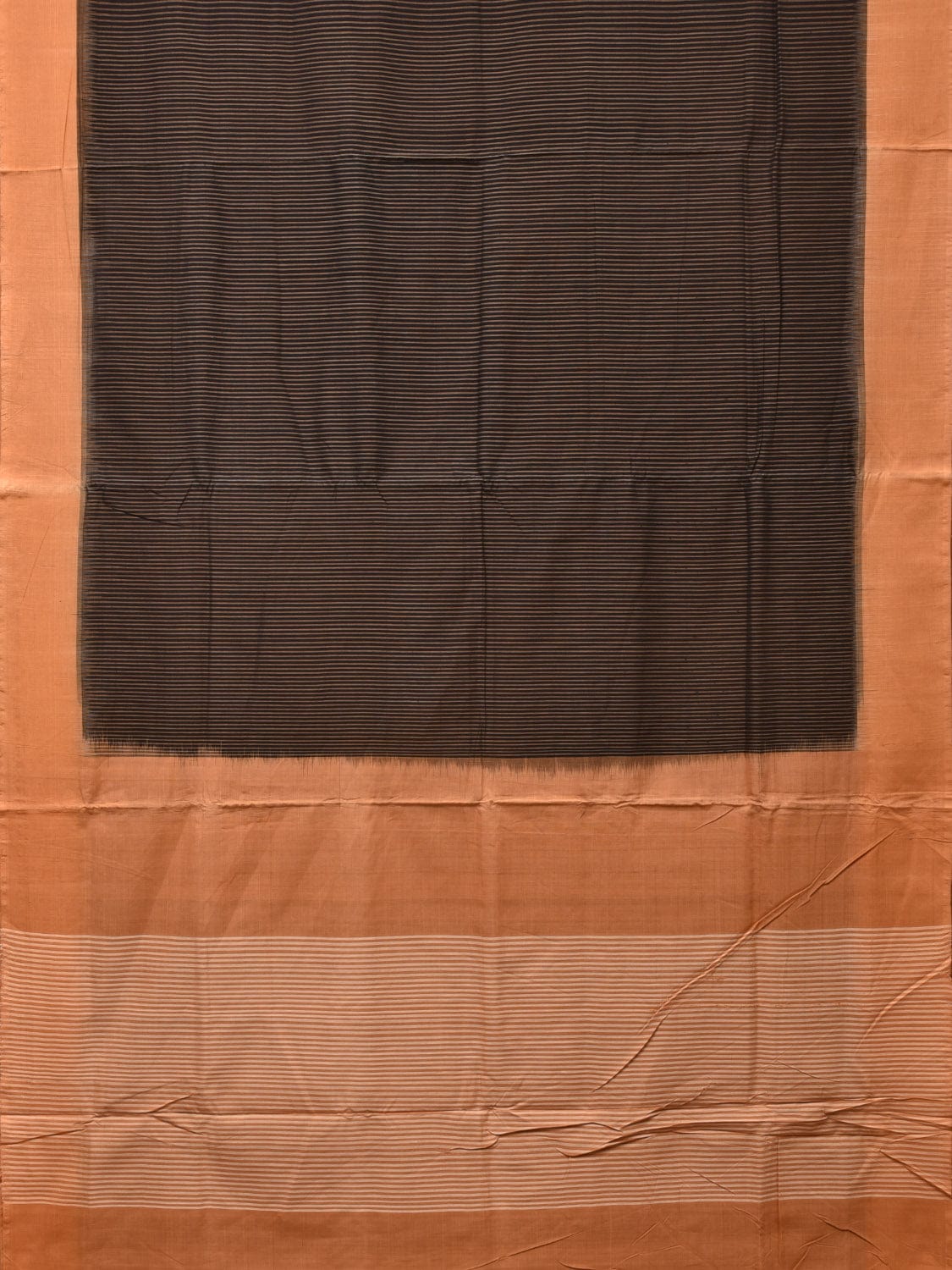 Black and Mustard Pochampally Ikat Handloom Saree with Strips Design i0819