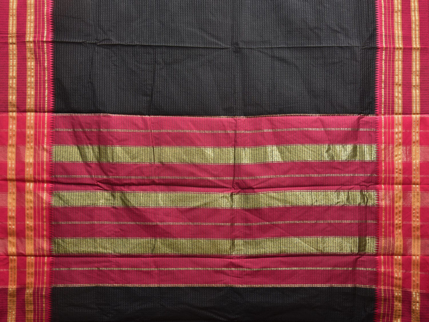 Black and Pink Bamboo Cotton Viscose Silk Saree with Small Checks Design No Blouse bc0380
