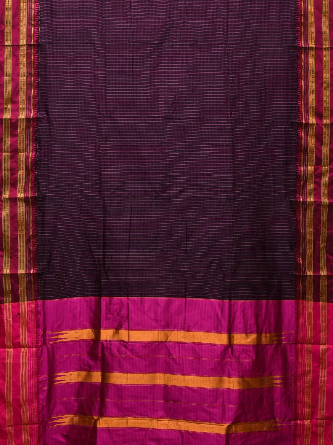 Black and Pink Narayanpet Silk Handloom Saree with Checks Design No Blouse np0680
