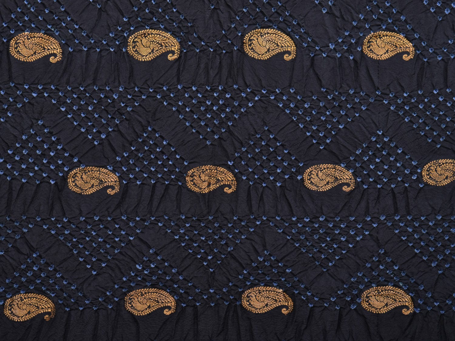 Black and Purple Bandhani Gadwal Silk Handloom Saree with Mango Buta Design bn0362