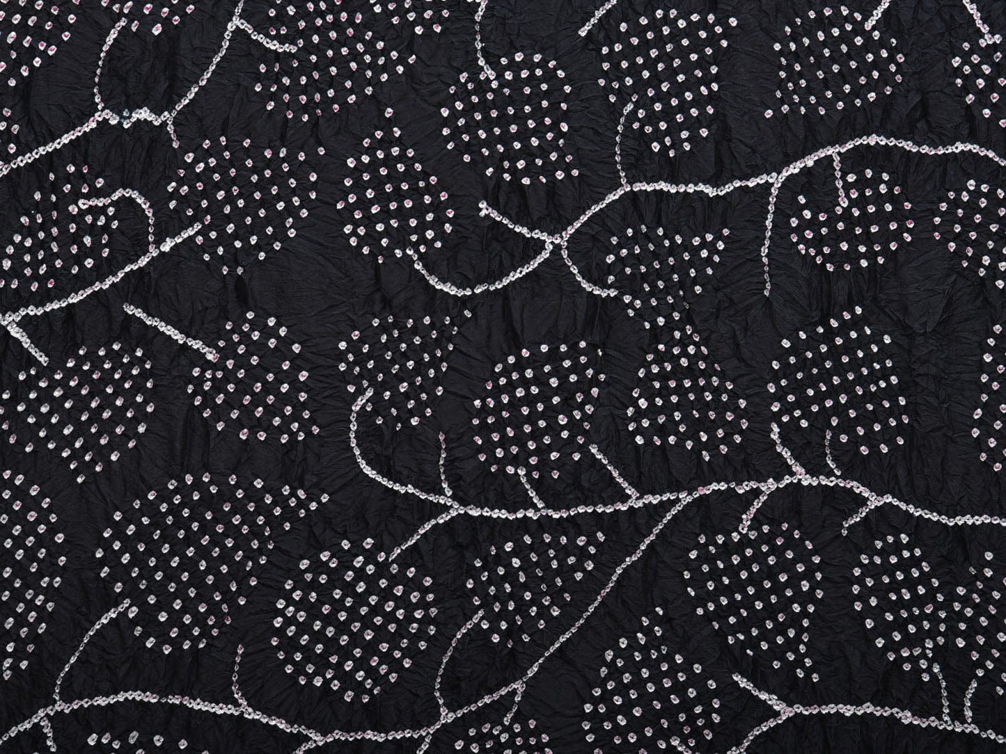 Black and Red Bandhani Kanchipuram Silk Handloom Dupatta with Leaves Design ds2849