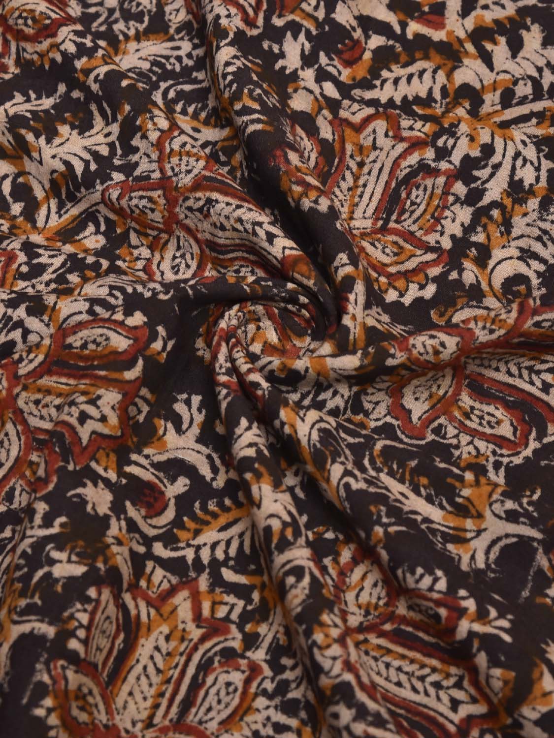 Black and Red Kalamkari Block Print Cotton Blouse with Floral Design Length 1mt Width 44 Inches BL0126