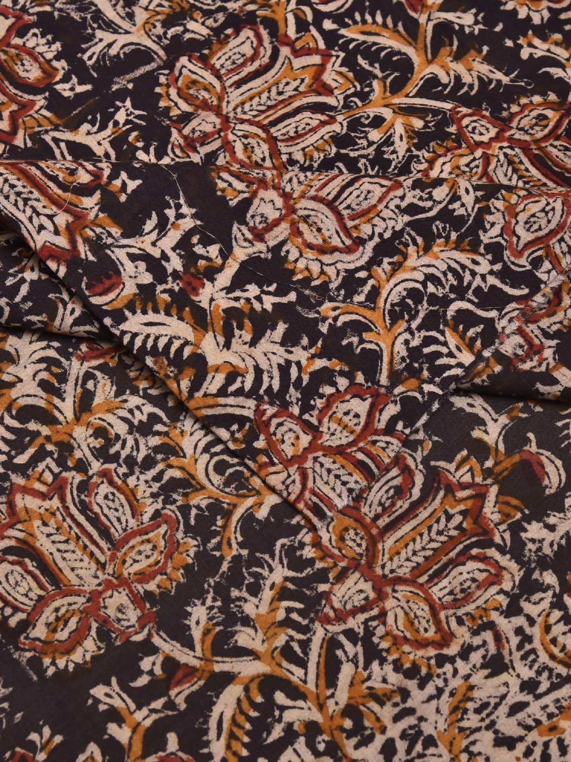 Black and Red Kalamkari Block Print Cotton Blouse with Floral Design Length 1mt Width 44 Inches BL0126