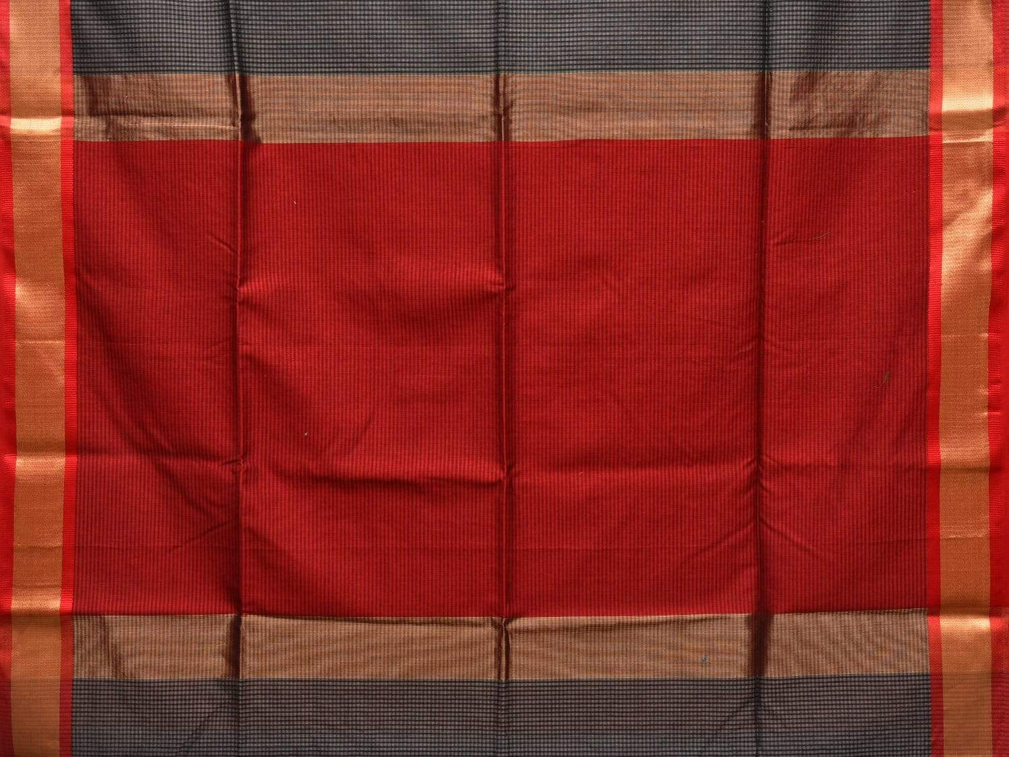Black and Red Maheshwari Cotton Silk Handloom Saree with Small Checks Design m0140