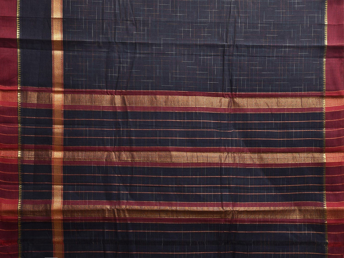 Black and Red Narayanpet Cotton Handloom Saree with Big Border Design No Blouse np1147