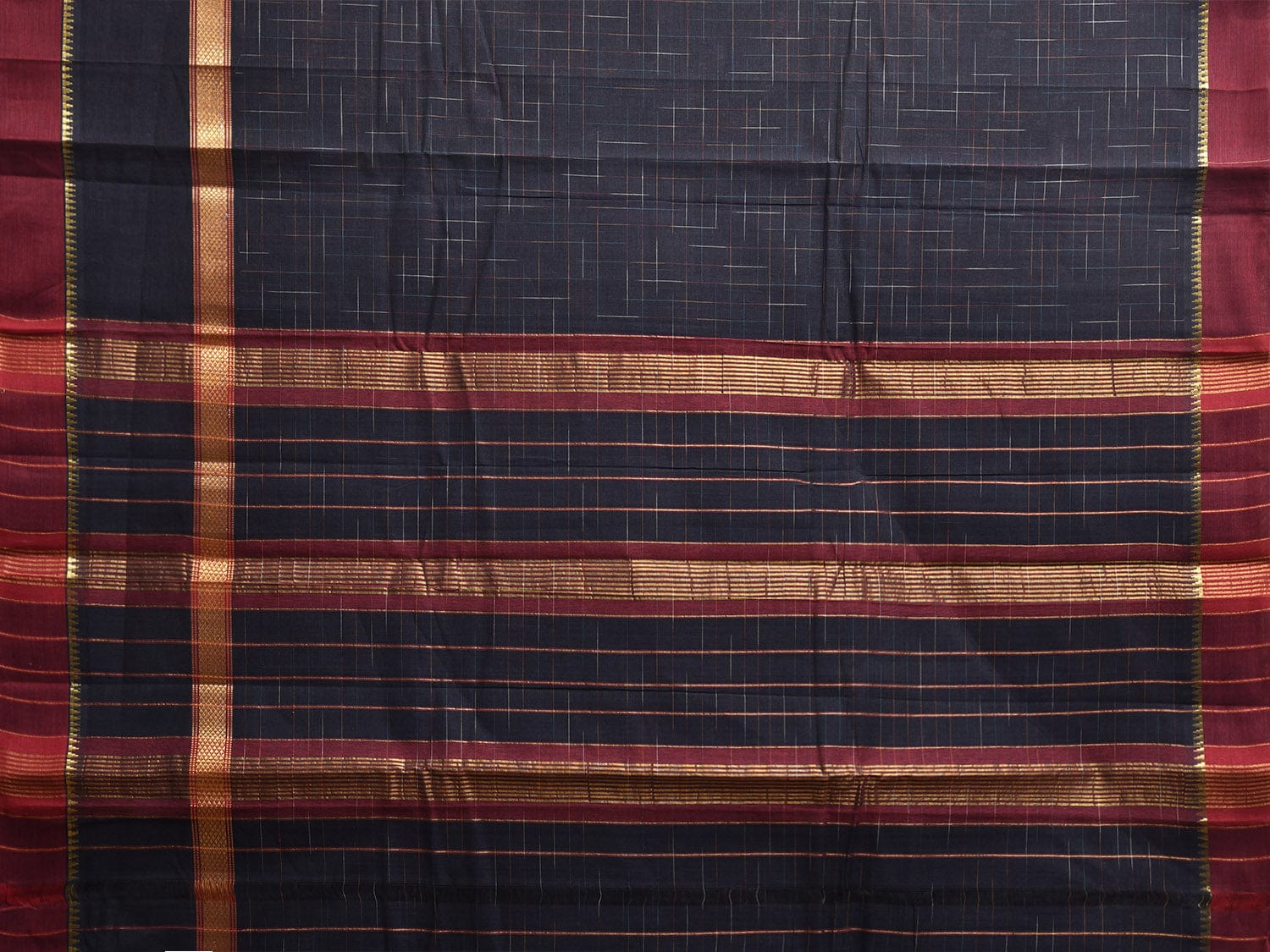Black and Red Narayanpet Cotton Handloom Saree with Big Border Design No Blouse np1147