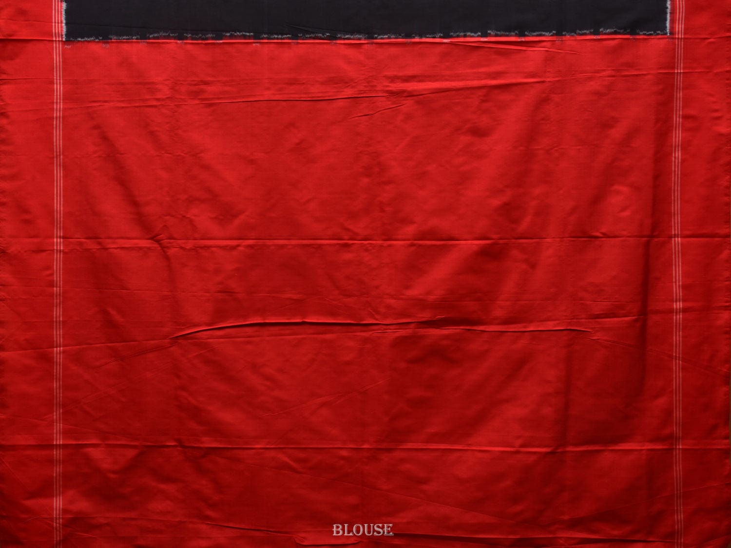 Black and Red Pochampally Double Ikat Silk Handloom Saree with Half Plain and Half Telia Design i0701