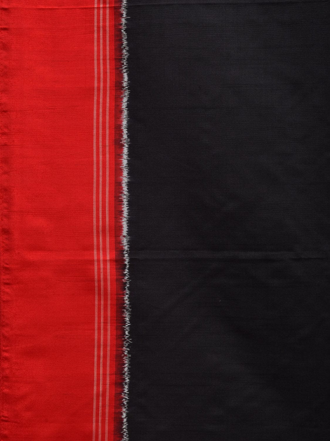 Black and Red Pochampally Double Ikat Silk Handloom Saree with Half Plain and Half Telia Design i0701