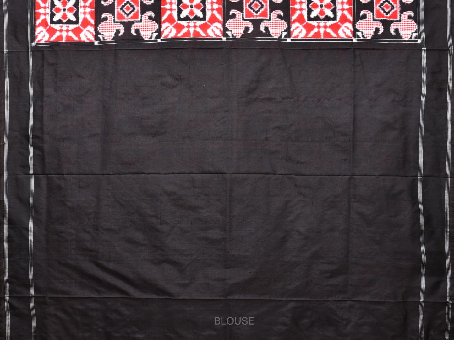 Black and Red Pochampally Double Ikat Silk Handloom Saree with Telia Design i0758
