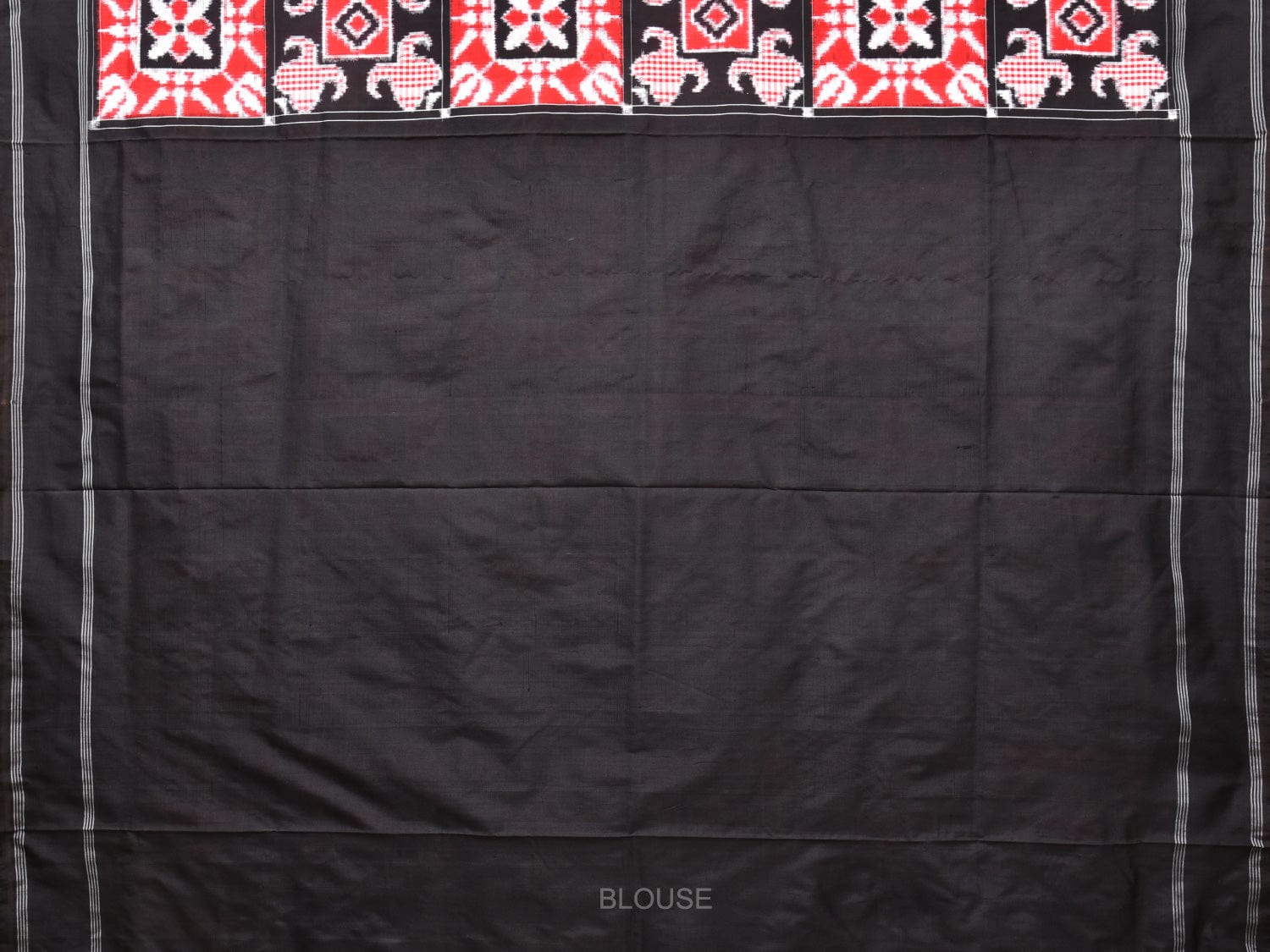Black and Red Pochampally Double Ikat Silk Handloom Saree with Telia Design i0758