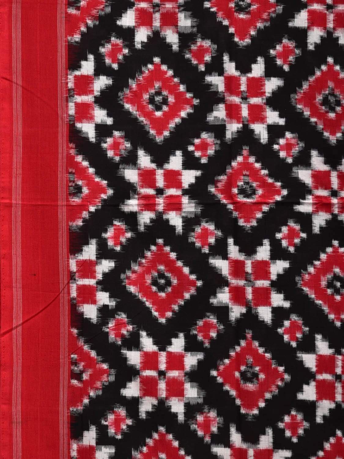 Black and Red Pochampally Ikat Cotton Handloom Saree with Telia Design i0608