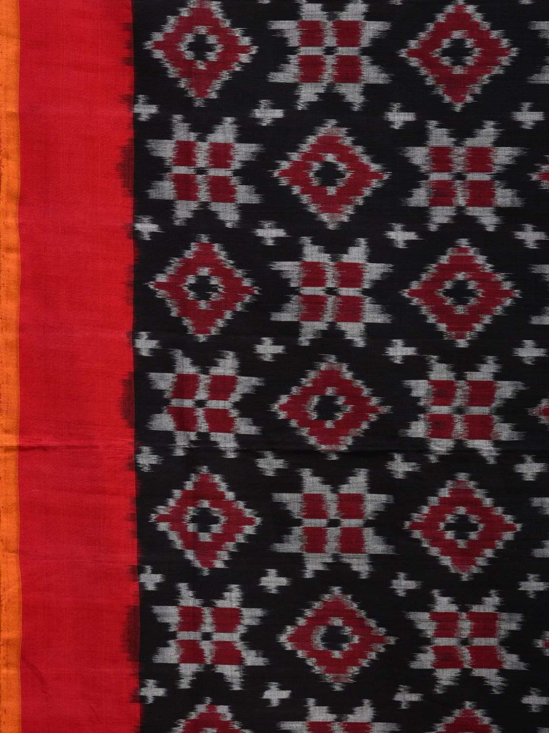 Black and Red Pochampally Ikat Cotton Handloom Saree with Telia Design i0611