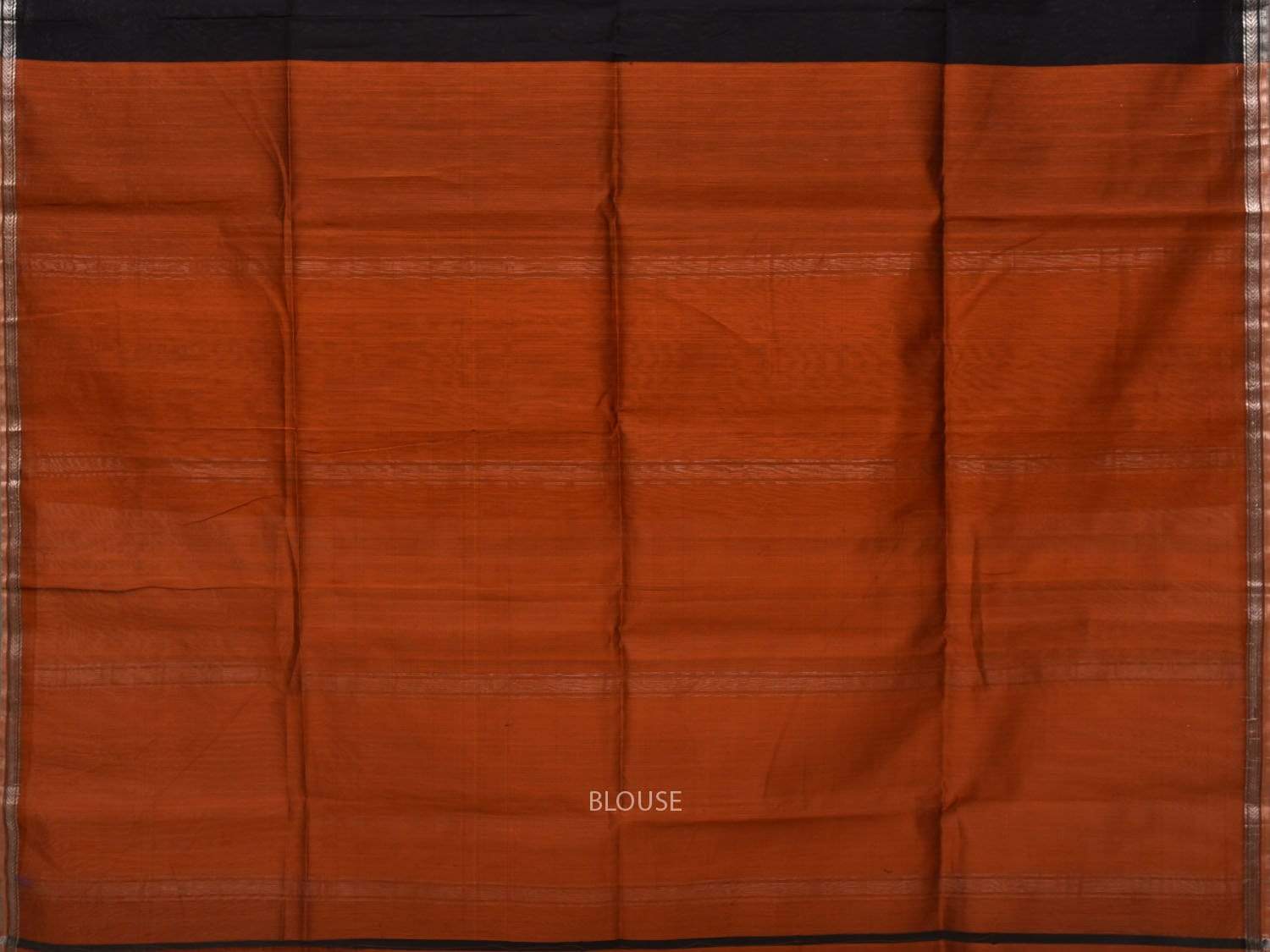 Black and Rust Maheshwari Cotton Silk Handloom Plain Saree with Small Border Design m0130