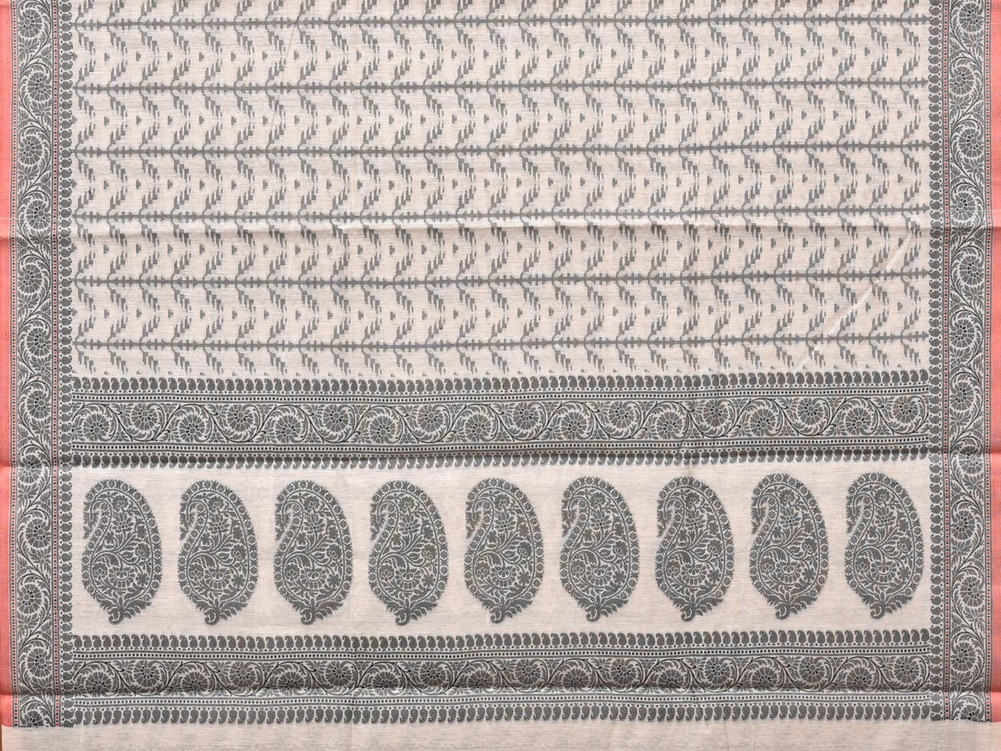 Black and White Cut Work Sico Cotton Saree with All Over and Border Design o0413