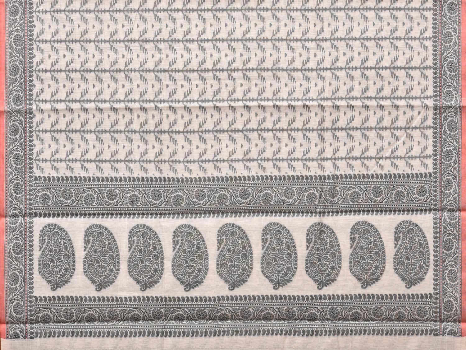 Black and White Cut Work Sico Cotton Saree with All Over and Border Design o0413
