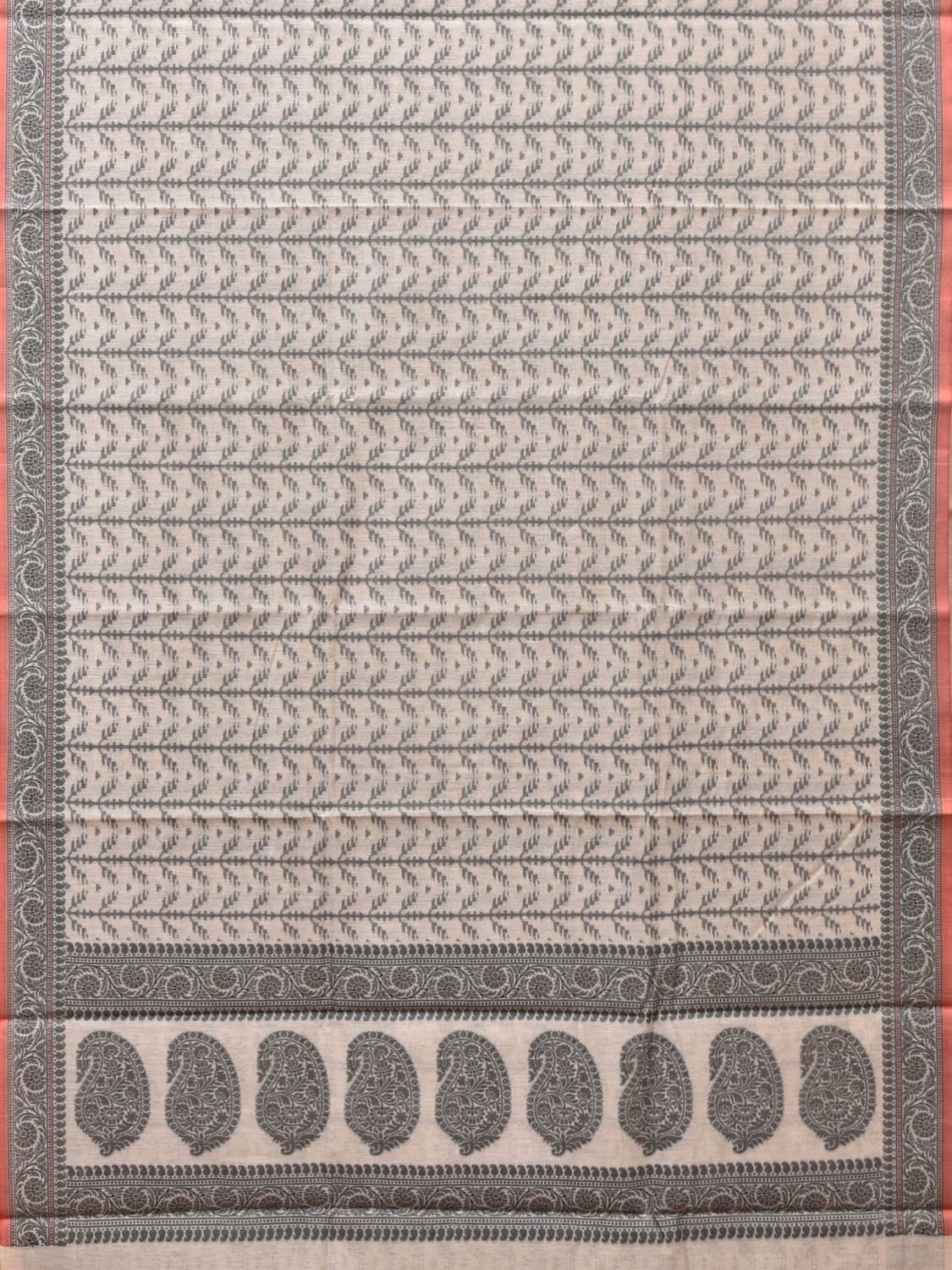 Black and White Cut Work Sico Cotton Saree with All Over and Border Design o0413
