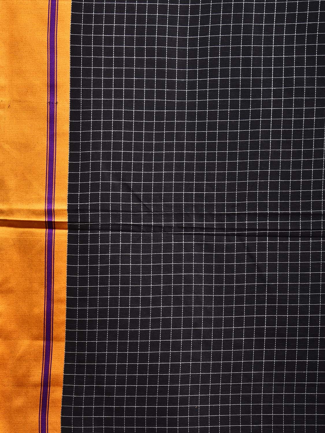 Black and Yellow ilkal Cotton Viscose Saree with Checks Design o0526