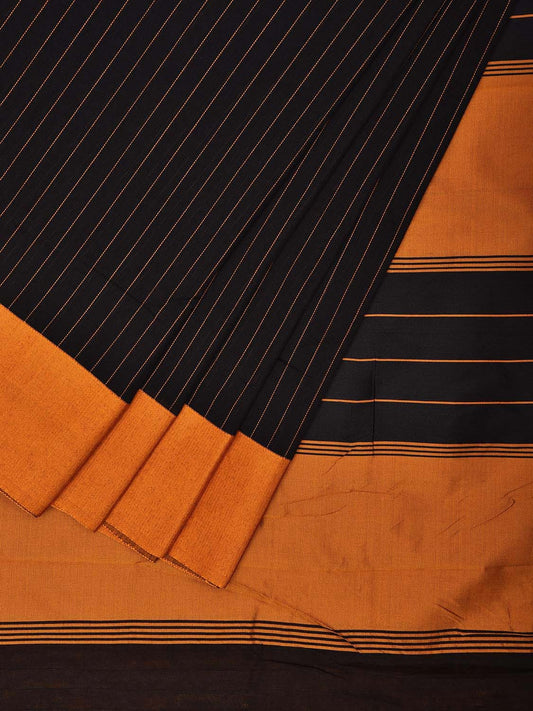 Black and Yellow ilkal Cotton Viscose Saree with Strips Design o0519