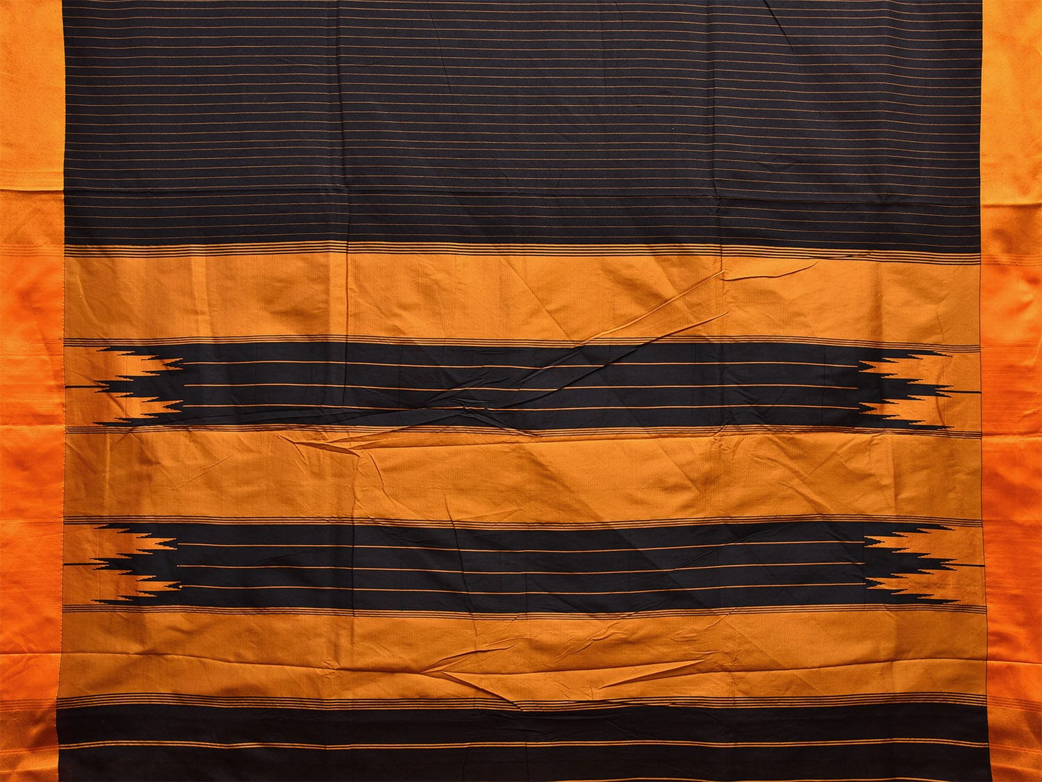 Black and Yellow ilkal Cotton Viscose Saree with Strips Design o0519