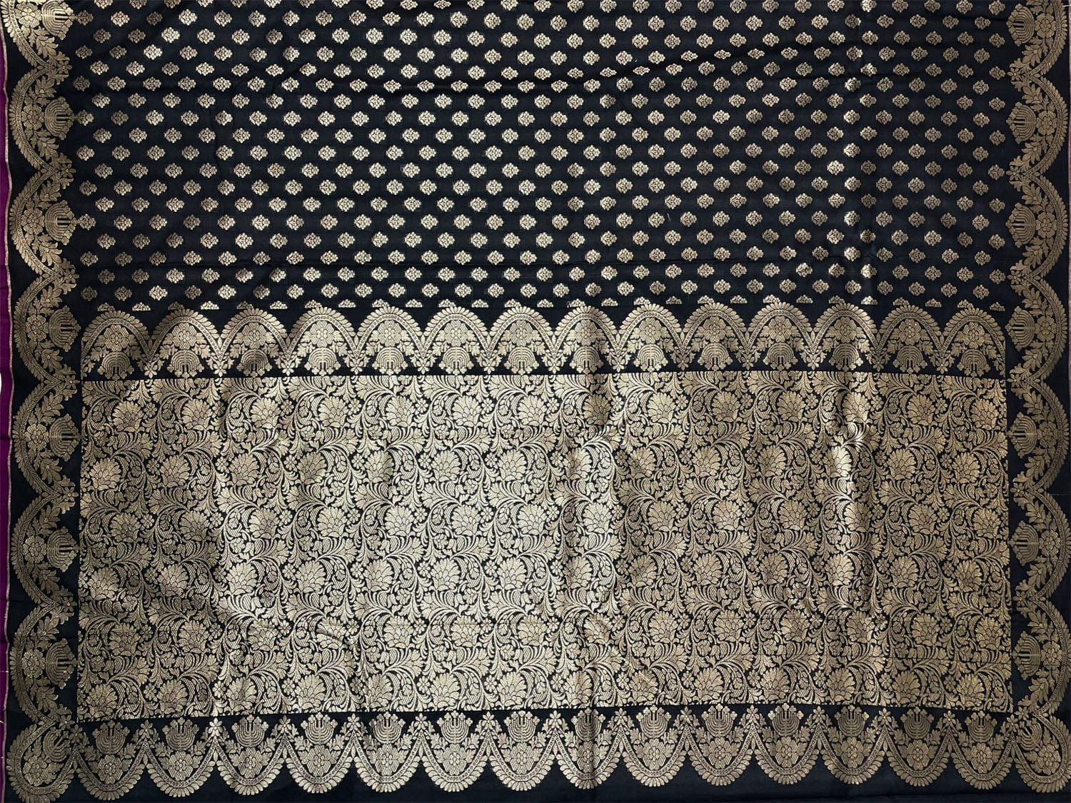 Black Banaras Katan Saree with Body Butta and Border Design b0355ds