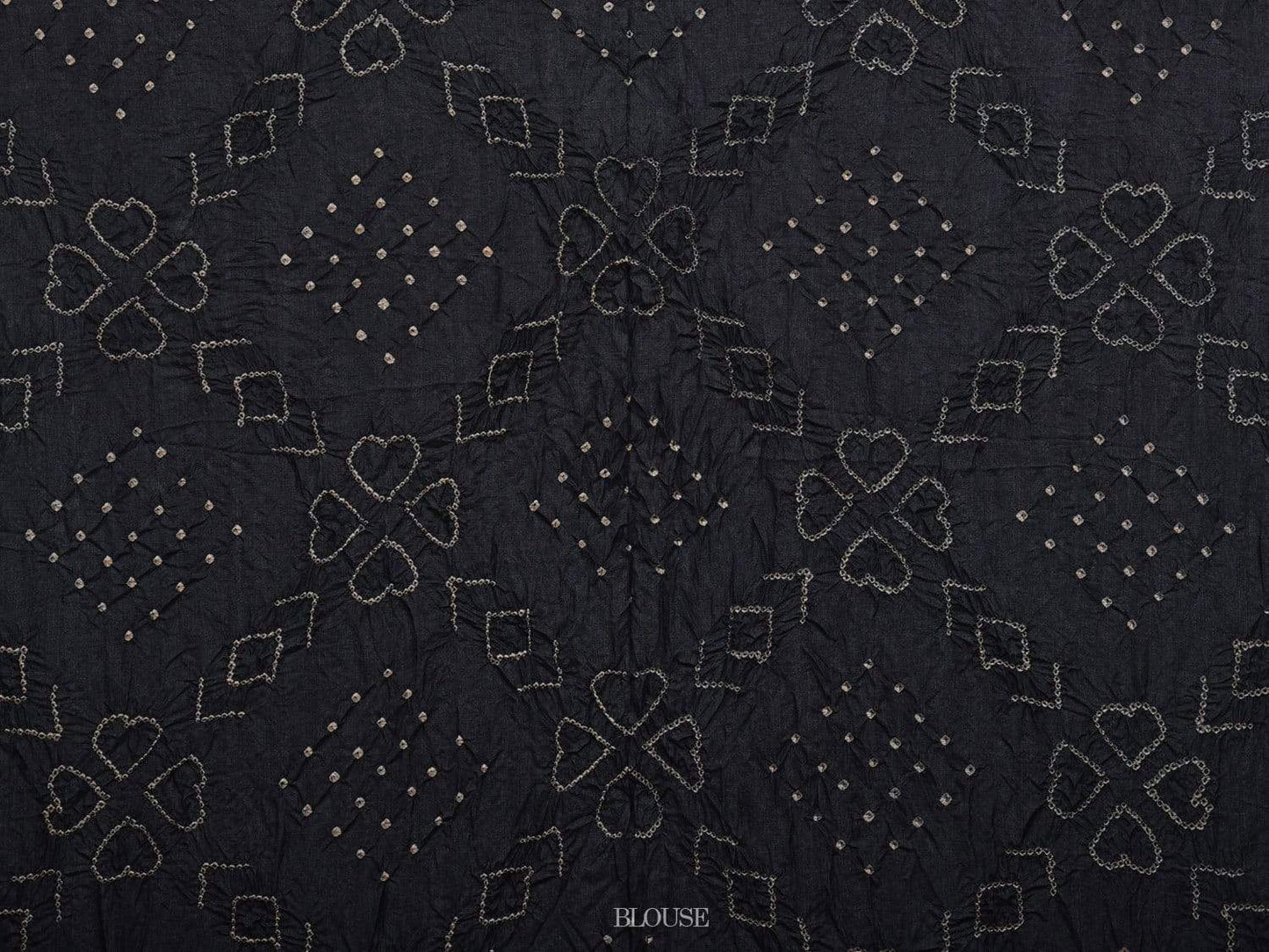 Black Bandhani Kalamkari Tussar Handloom Saree with Pallu and Border Design bn0244