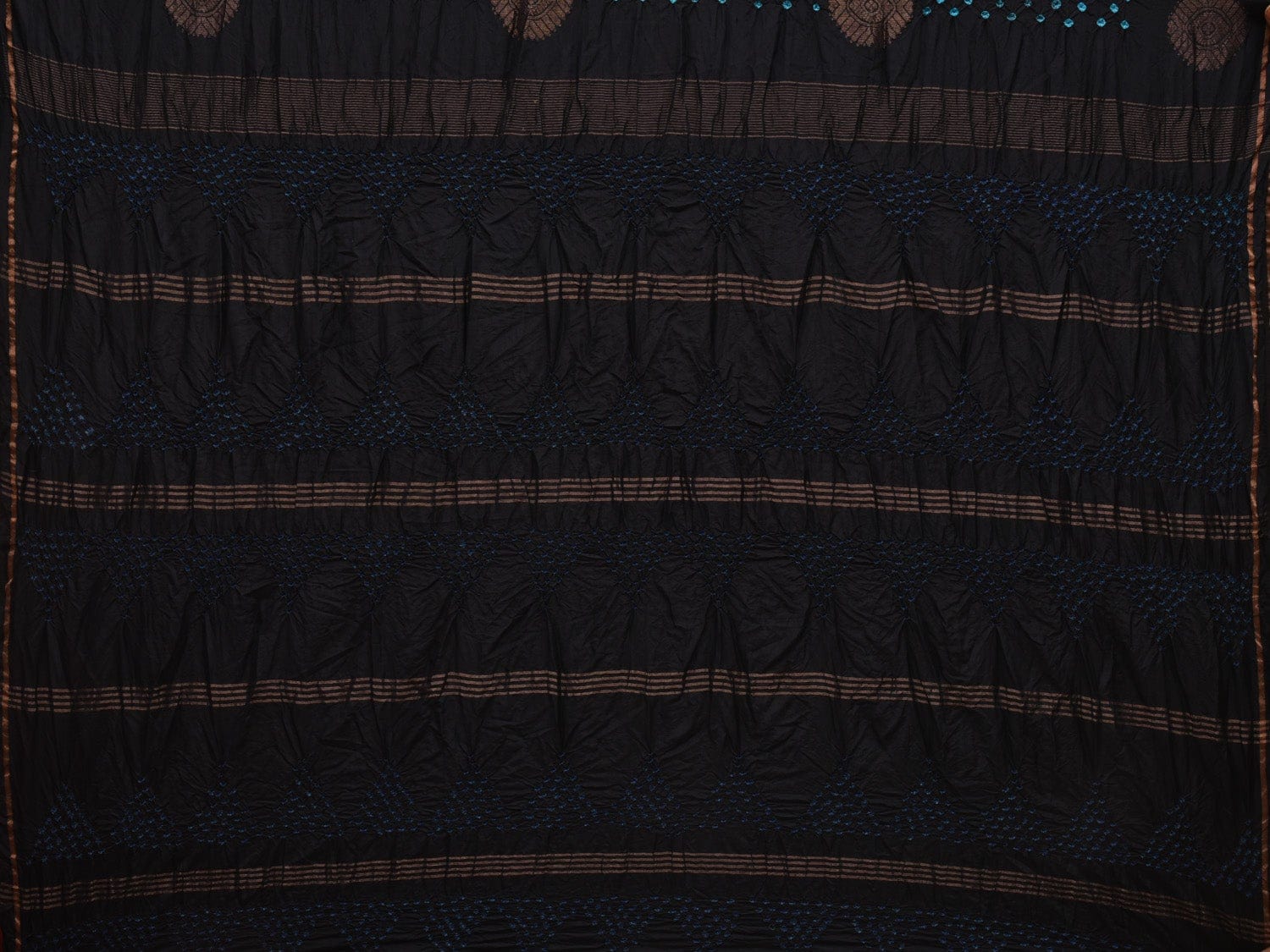 Black Bandhani Kanchipuram Silk Handloom Saree with Body Buta Design bn0332