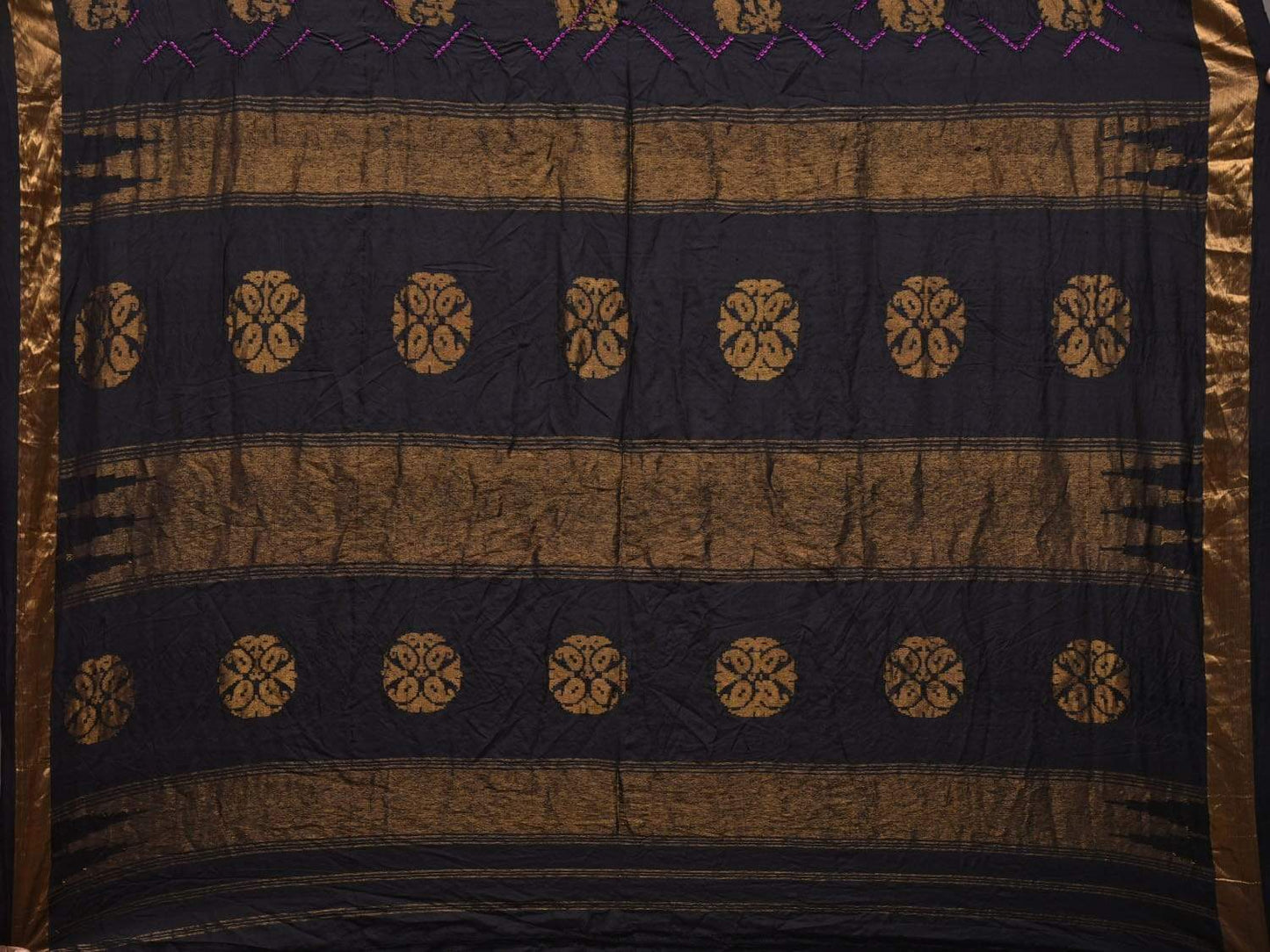 Black Bandhani Kanchipuram Silk Handloom Saree with Nilambari Buta Design bn0228
