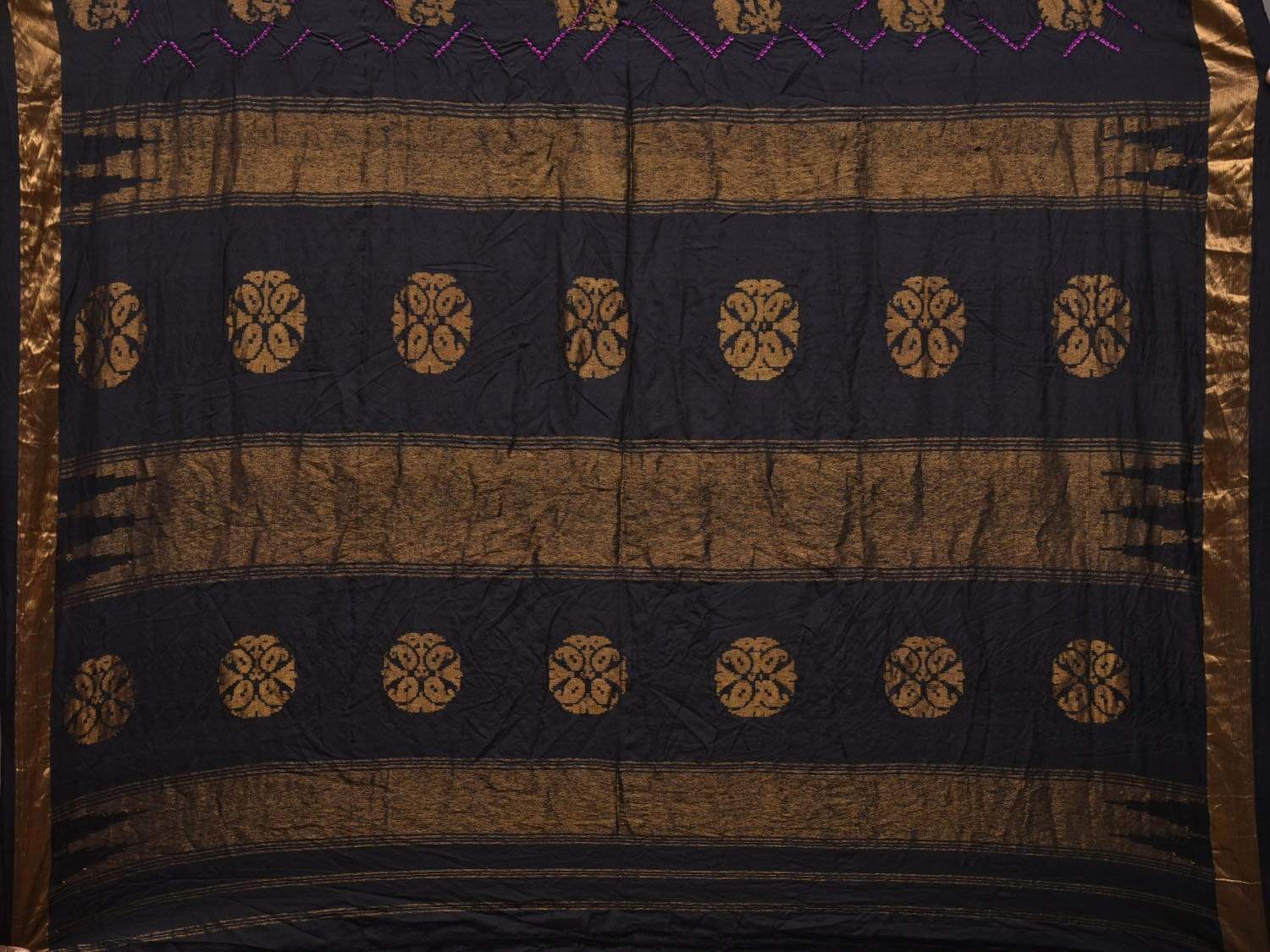 Black Bandhani Kanchipuram Silk Handloom Saree with Nilambari Buta Design bn0228