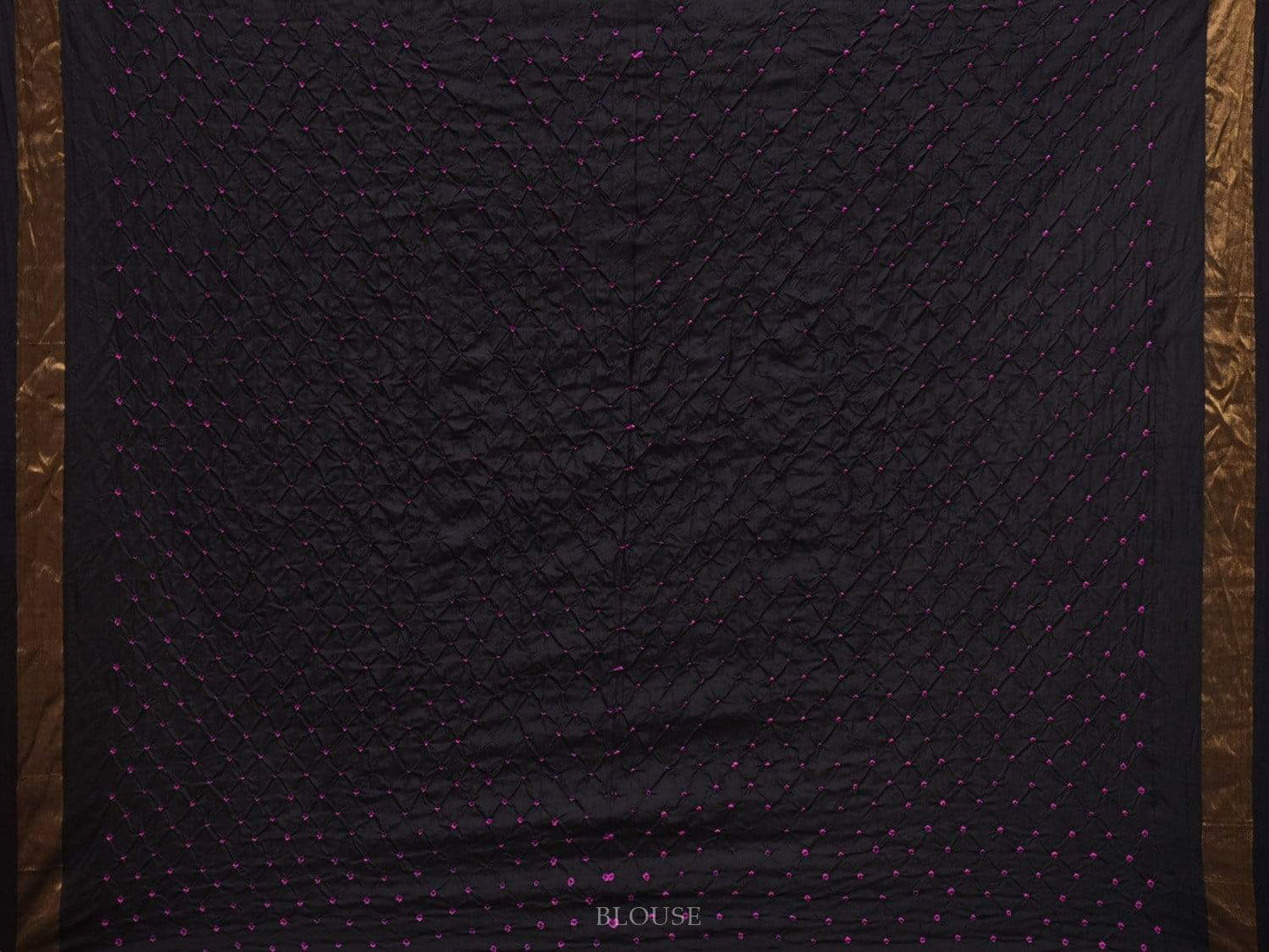 Black Bandhani Kanchipuram Silk Handloom Saree with Nilambari Buta Design bn0228