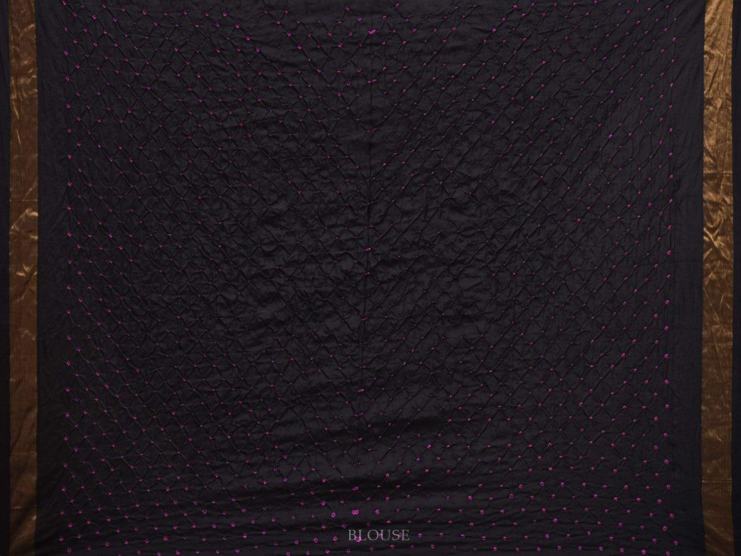 Black Bandhani Kanchipuram Silk Handloom Saree with Nilambari Buta Design bn0228