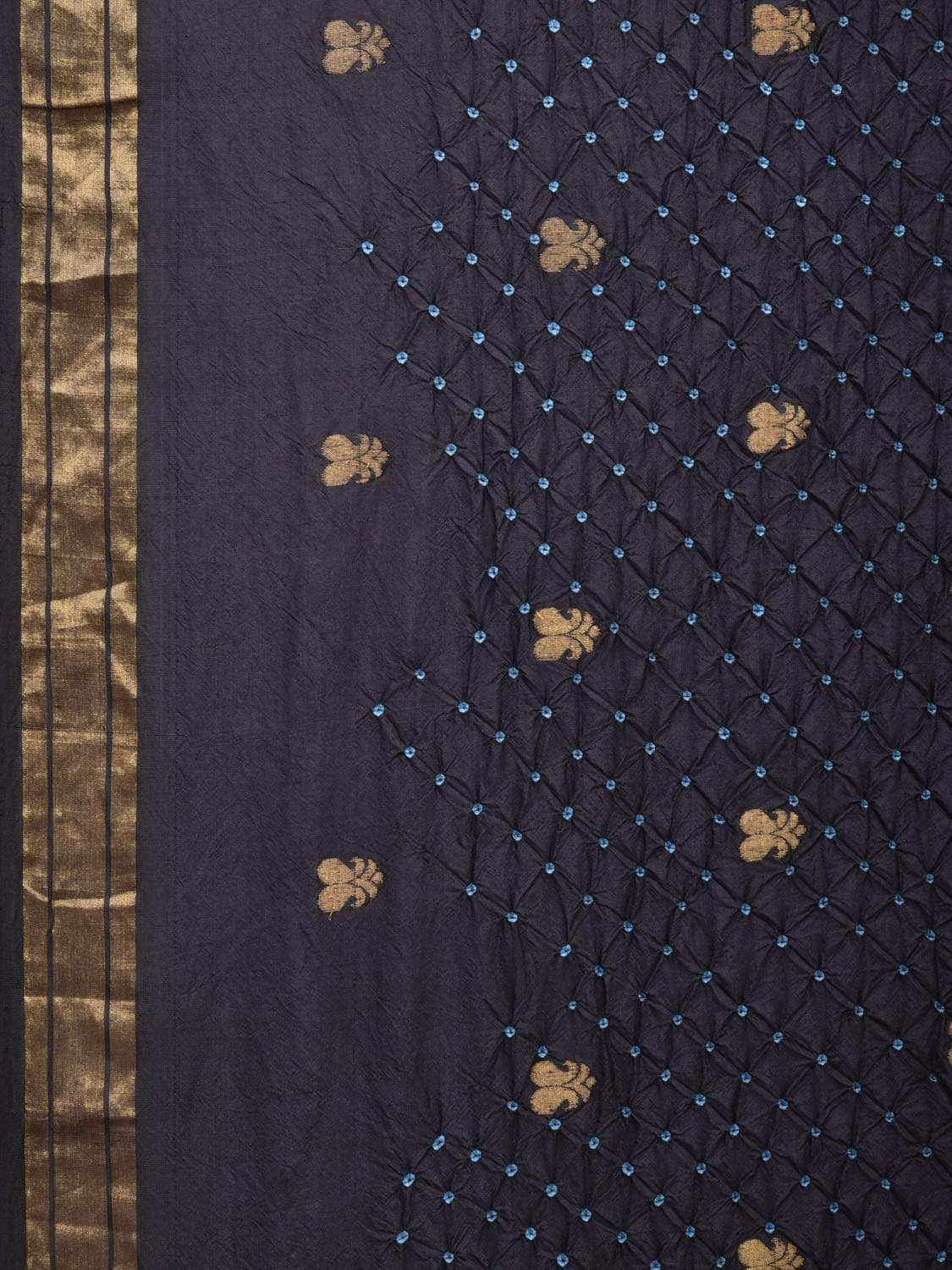 Black Bandhani Paithani Silk Handloom Saree with Pallu Design bn0199