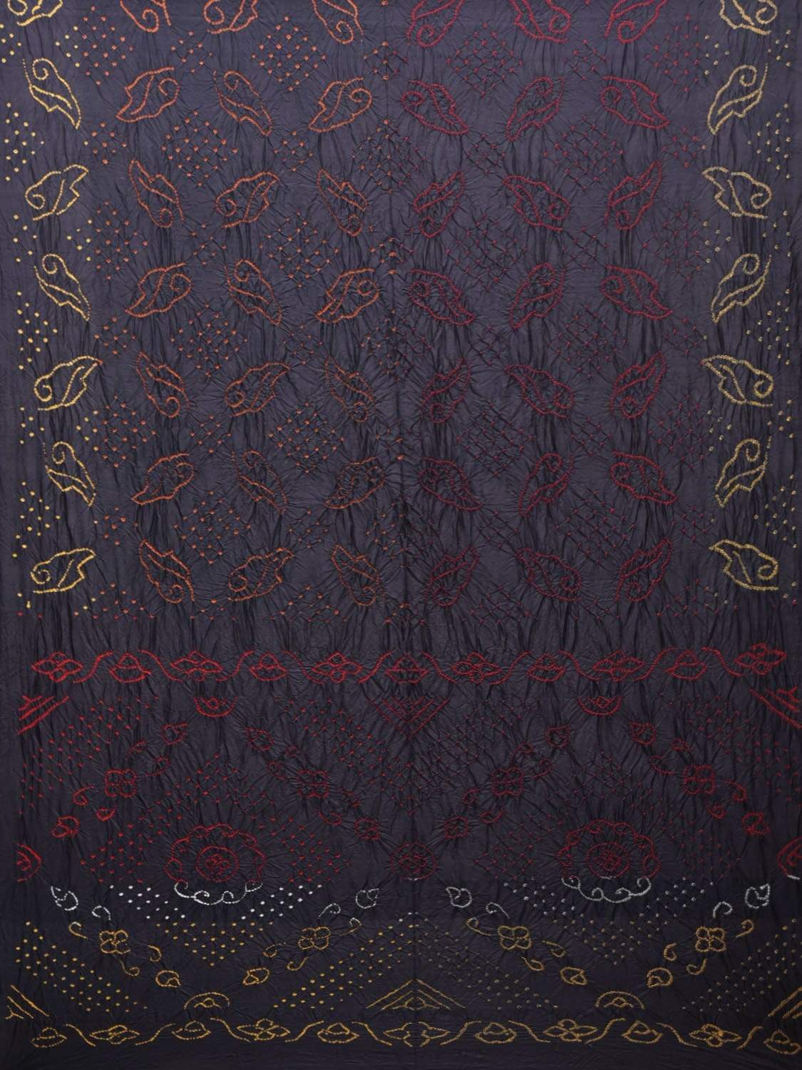 Black Bandhani Silk Handloom Saree with Multicolor Bandhej Work Design bn0224