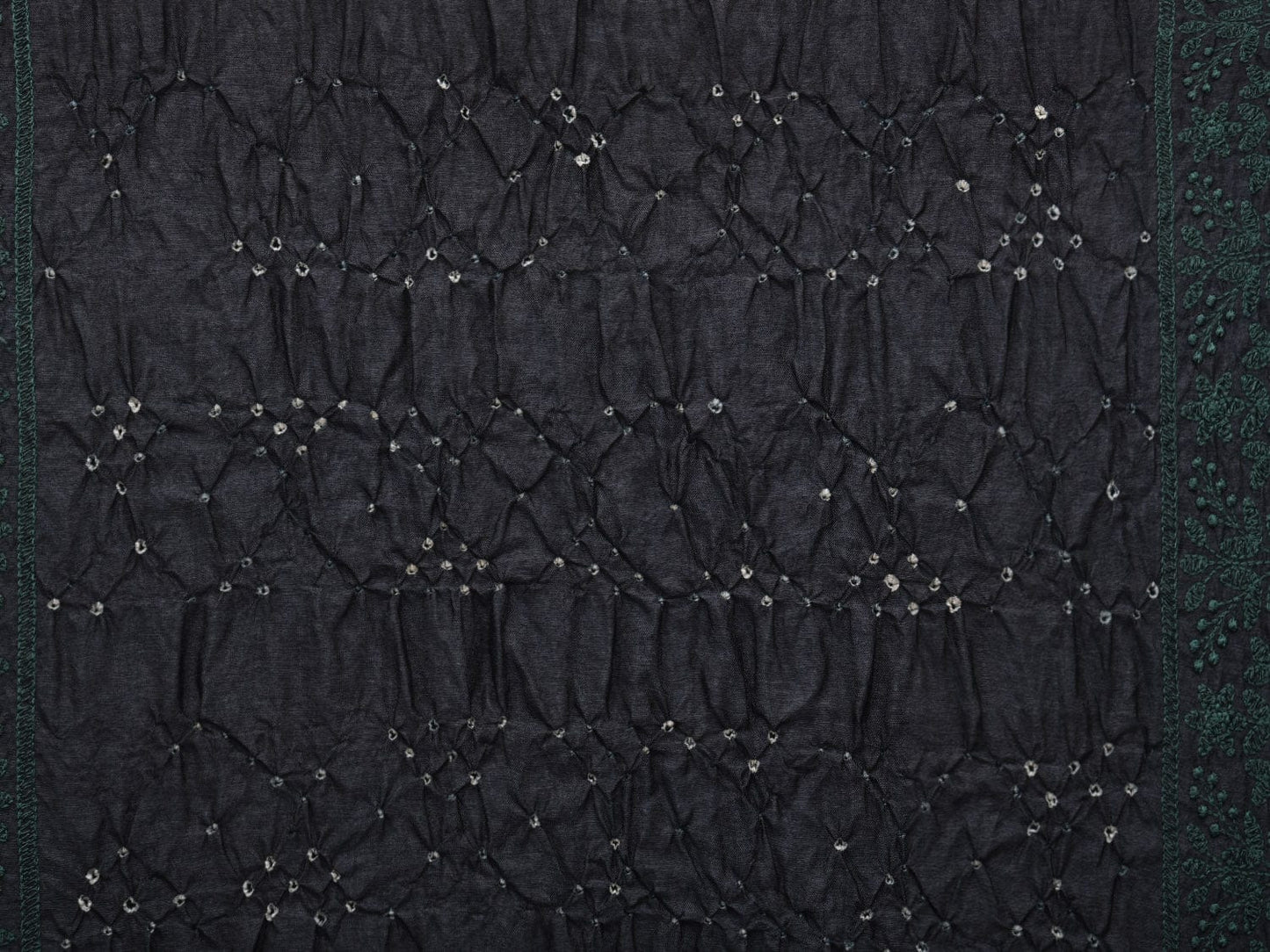 Black Bandhani Tussar Stole with Embroidary Work Design ds3081