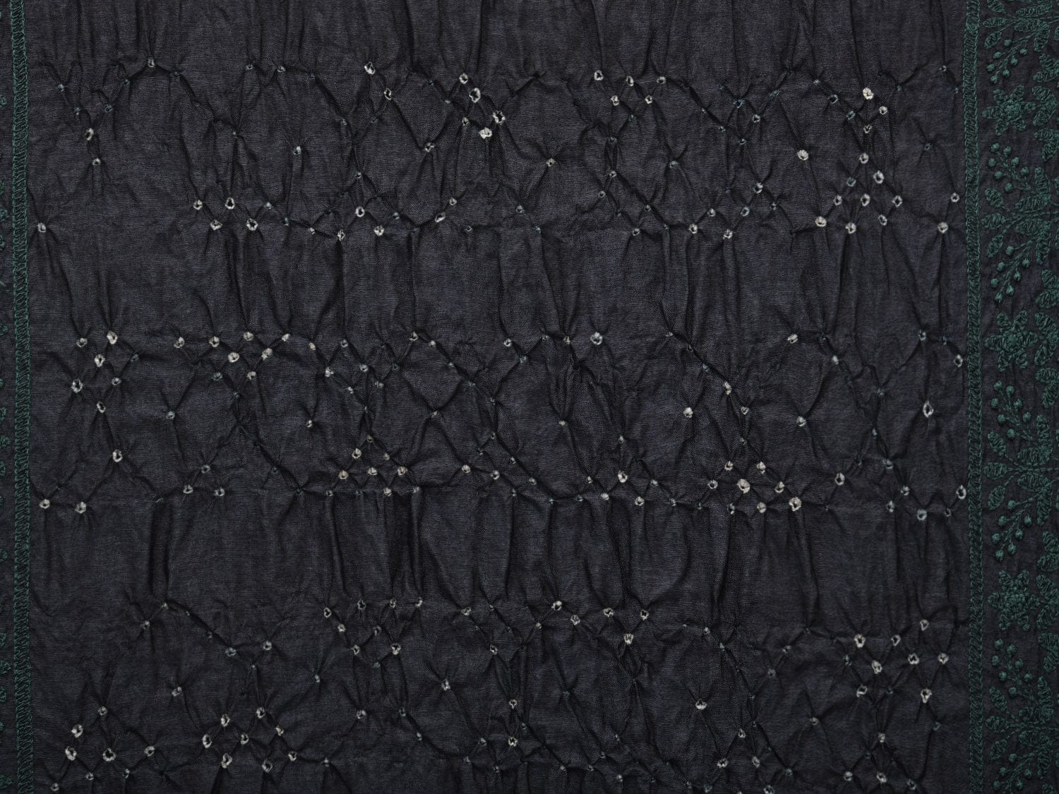 Black Bandhani Tussar Stole with Embroidary Work Design ds3081