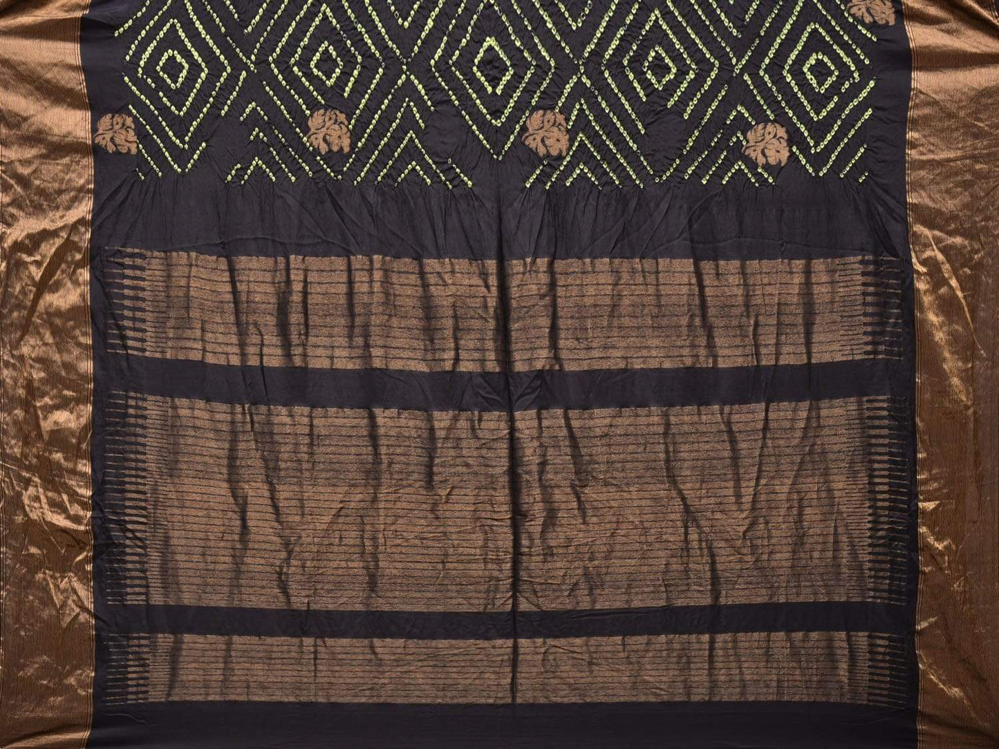 Black Bandhani Uppada Silk Handloom Saree with Nilambari Buta Design bn0178