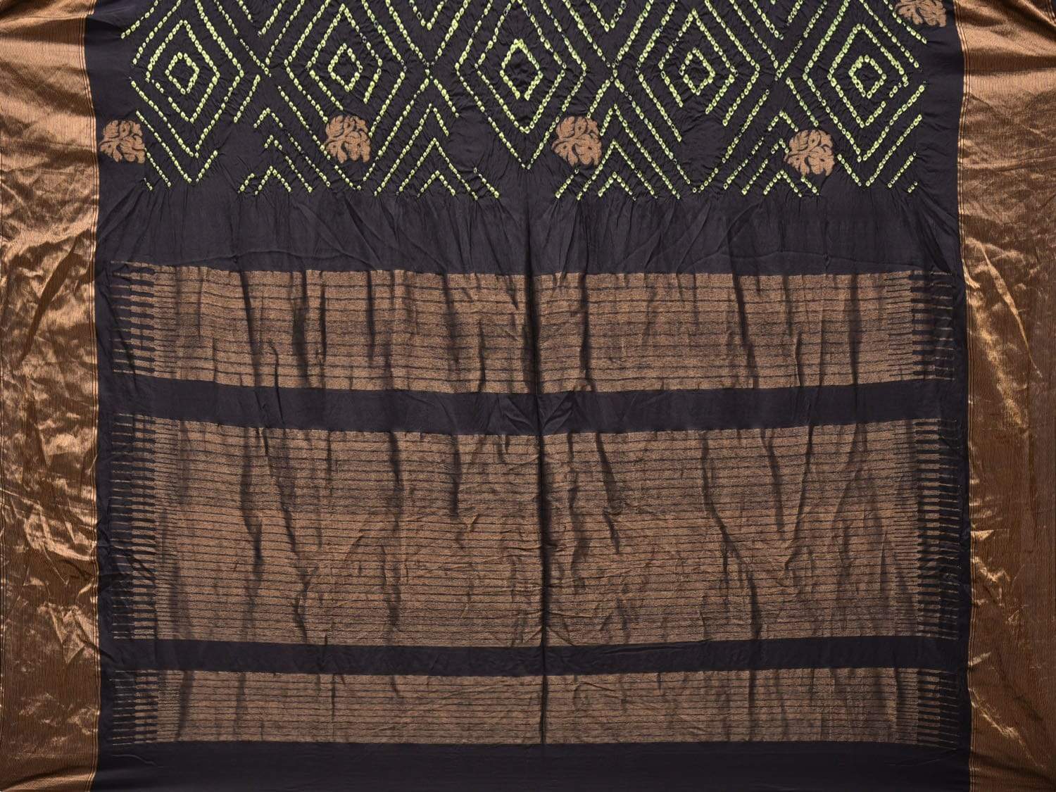 Black Bandhani Uppada Silk Handloom Saree with Nilambari Buta Design bn0178