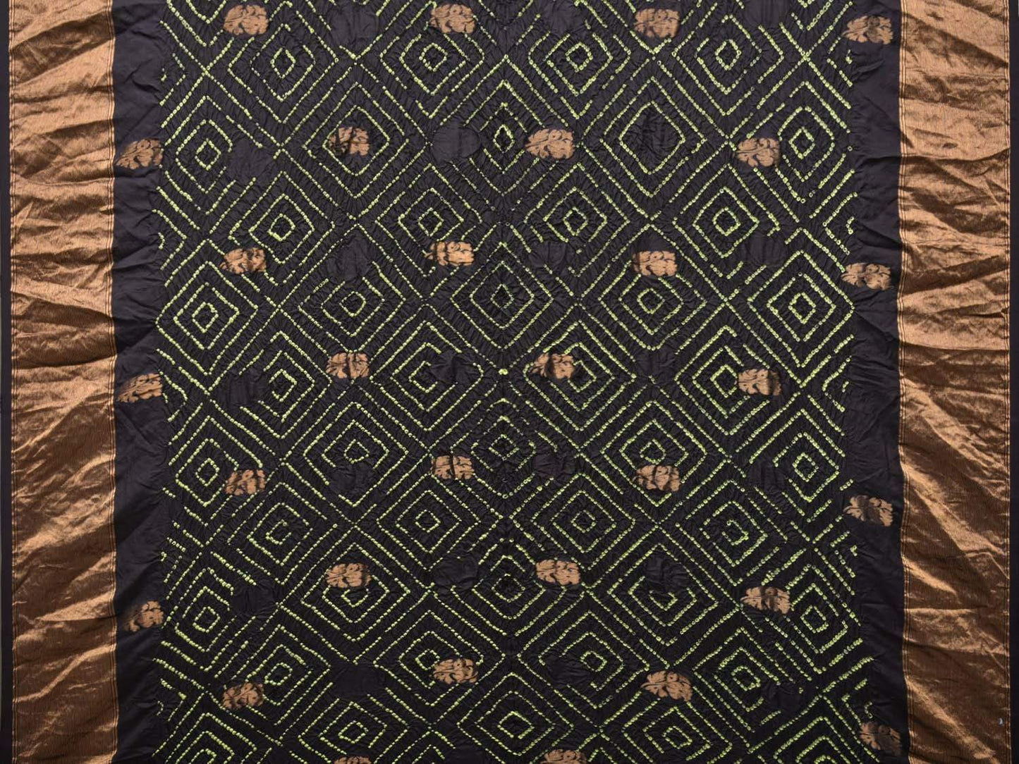Black Bandhani Uppada Silk Handloom Saree with Nilambari Buta Design bn0178